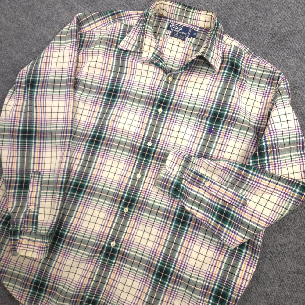Vintage Polo Ralph Lauren‎ Lowell Sport Flannel Shirt Mens XL Multi Plaid Pony